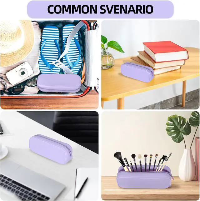 Alt view image 6 of 7 - Scartink Silicone Zipper Pencil Bag, Waterproof Pencil Bag, Multifunctional Large-Capacity Storage Bag, Silicone Pencil Pouch Suitable for School Supplies, Cosmetics (Purple)