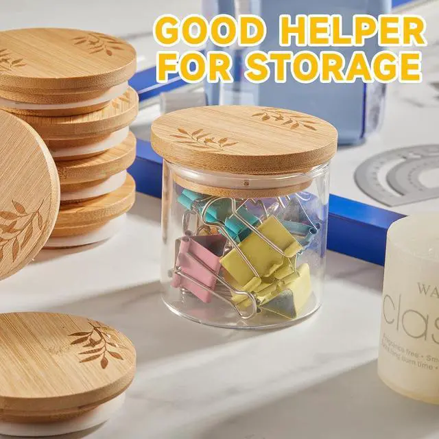 Alt view image 6 of 7 - Tessco for You 6 Pcs Bamboo Yogurt Jar Lids Compatible with Oui Jars | Reusable Bamboo Lids with Silicone Rings Compatible with Oui Yogurt Jars for Food Storage; Containers Not Included