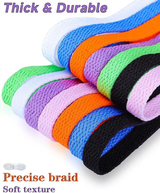 Alt view image 2 of 7 - Teskyer Shoe Laces for Sneakers, 4 Pairs Flat Shoelaces | Refresh Worn Sneakers, Strong Braided Polyester, 4 Pairs Value Pack, Multiple Lengths & Colors Available