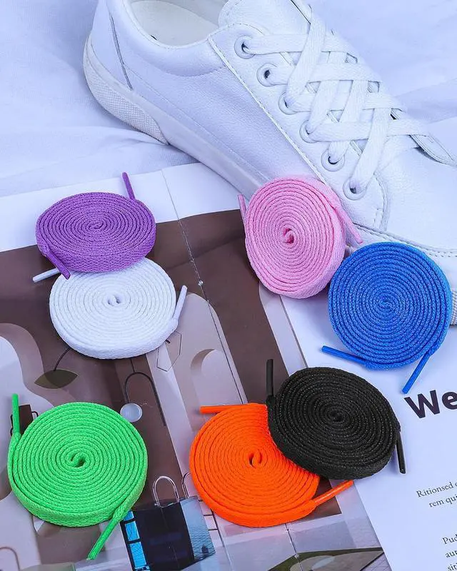 Alt view image 5 of 7 - Teskyer Shoe Laces for Sneakers, 4 Pairs Flat Shoelaces | Refresh Worn Sneakers, Strong Braided Polyester, 4 Pairs Value Pack, Multiple Lengths & Colors Available