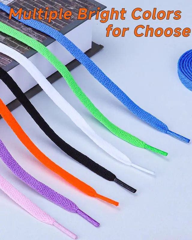 Alt view image 6 of 7 - Teskyer Shoe Laces for Sneakers, 4 Pairs Flat Shoelaces | Refresh Worn Sneakers, Strong Braided Polyester, 4 Pairs Value Pack, Multiple Lengths & Colors Available