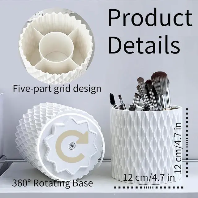 Alt view image 6 of 6 - YLYZ Makeup Brush Holder with Cleaning Bowl, Makeup Brush Cleaner Mat Make up Brush Organizer Cosmetic Display Cases, Hair Brush Holder for Vanity, White