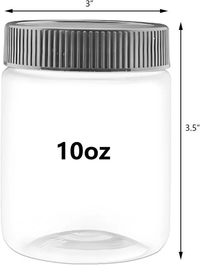 Alt view image 2 of 7 - 4 Pack Plastic Jars with Lids, 10 oz Clear Storage Container, Leakproof Plastic Mason Jars for Storing Dry Food, Coffee, Nuts and More