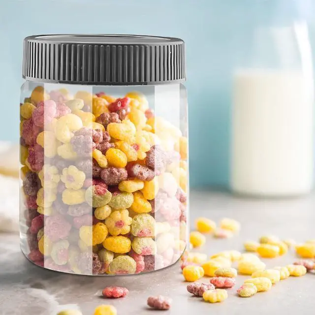 Alt view image 6 of 7 - 4 Pack Plastic Jars with Lids, 10 oz Clear Storage Container, Leakproof Plastic Mason Jars for Storing Dry Food, Coffee, Nuts and More