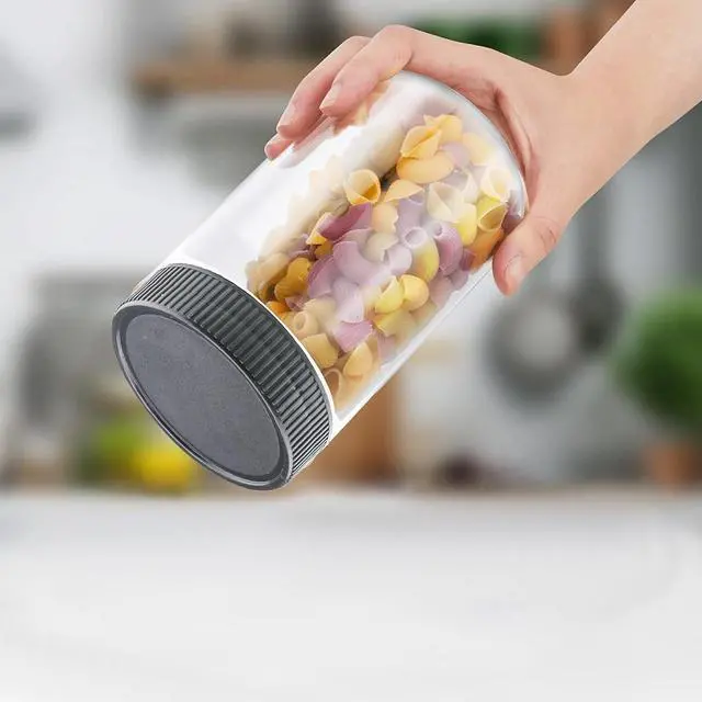 Alt view image 7 of 7 - 4 Pack Plastic Jars with Lids, 10 oz Clear Storage Container, Leakproof Plastic Mason Jars for Storing Dry Food, Coffee, Nuts and More