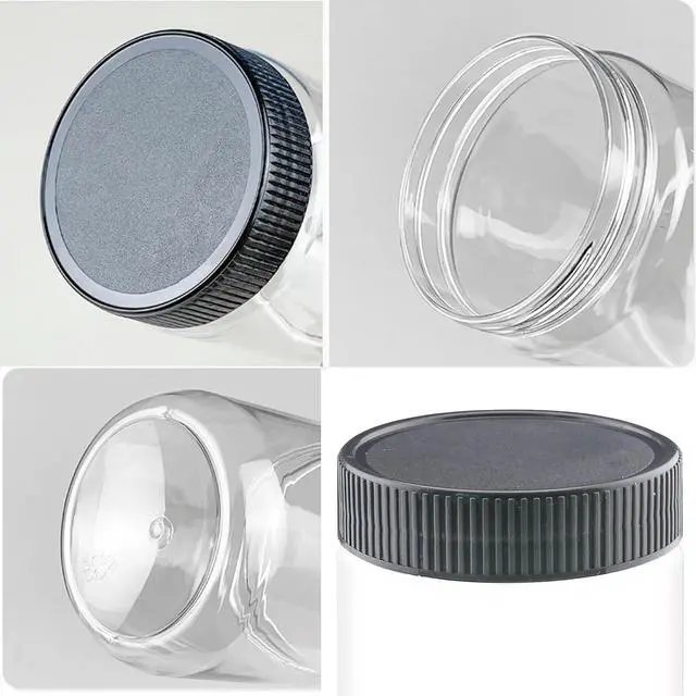 Alt view image 5 of 7 - 4 Pack Plastic Jars with Lids, 10 oz Clear Storage Container, Leakproof Plastic Mason Jars for Storing Dry Food, Coffee, Nuts and More