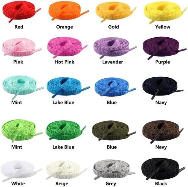 Alt view image 3 of 6 - 2 Pairs Flat Shoe laces Colorful Shoelaces for Sneakers Athletic Running Shoes Boot Strings 5/16" Wide