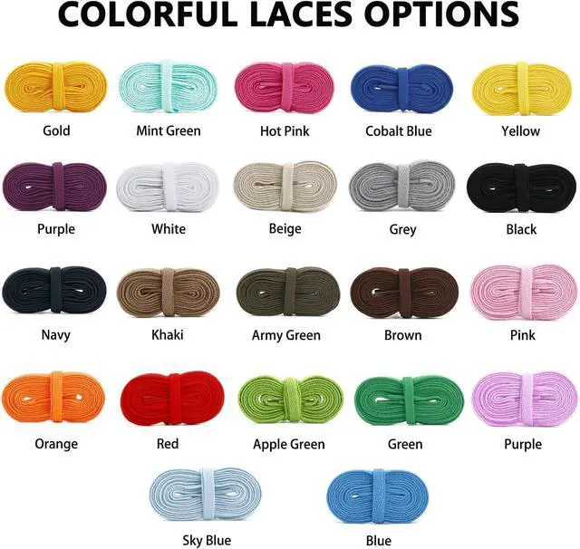 Alt view image 4 of 5 - 2 Pair Flat Shoe Laces for Sneakers Colorful Athletic Shoelaces Running Shoes Boot Strings for Kids Adults