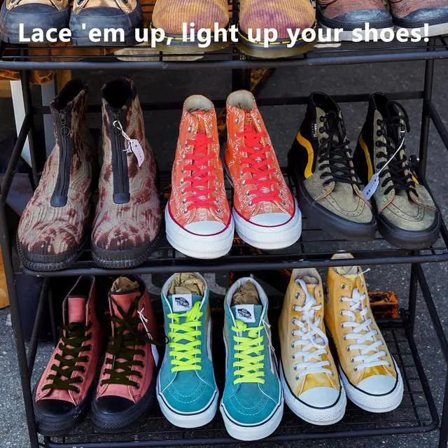 Alt view image 5 of 5 - 2 Pair Flat Shoe Laces for Sneakers Colorful Athletic Shoelaces Running Shoes Boot Strings for Kids Adults