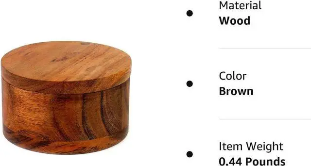 Alt view image 7 of 7 - Kaizen Casa Acacia Wood Salt or Spice Box with Swivel Cover perfect for keeping table salt, gourmet salts, herbs or favorite seasonings, close at hand on your countertop.