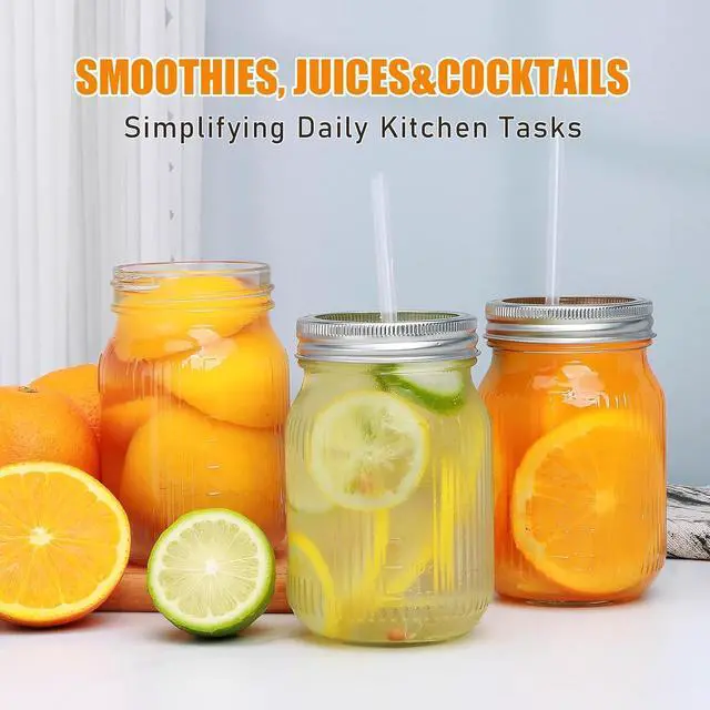 Alt view image 5 of 7 - 16 oz Wide Mouth Mason Jars 2 Pack,Glass Jars with Lids | DIY Crafts for Food Storage,Overnight Oats,Meal Prep Salad,Jam Jelly,with Sponge Brush, Labels & Marker