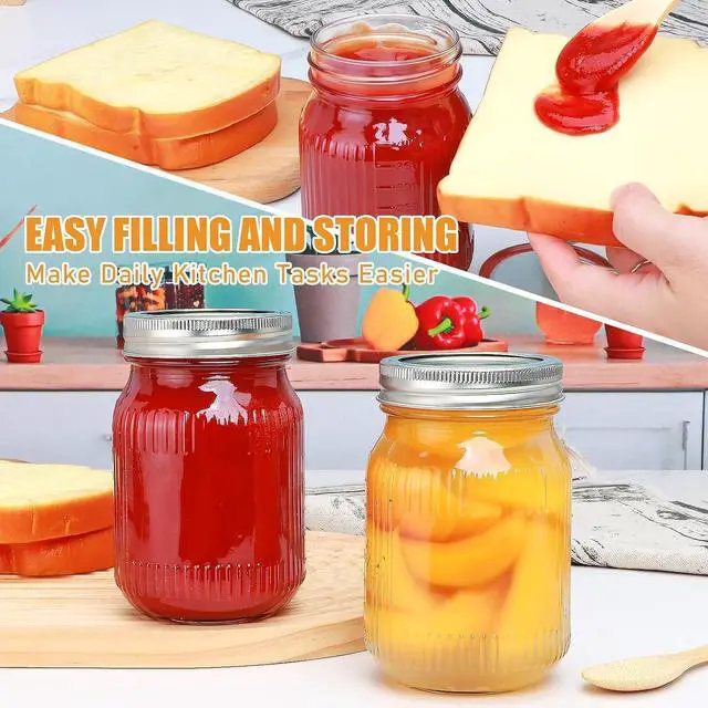 Alt view image 6 of 7 - 16 oz Wide Mouth Mason Jars 2 Pack,Glass Jars with Lids | DIY Crafts for Food Storage,Overnight Oats,Meal Prep Salad,Jam Jelly,with Sponge Brush, Labels & Marker