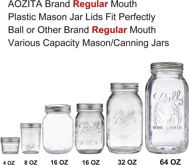 Alt view image 3 of 7 - AOZITA 18 Pack Plastic REGULAR Mouth Mason Jar Lids for Ball Regular Mouth Jars - Colored Plastic Storage Caps for Mason/Canning Jars, Leak Proof, Dishwasher Safe & Food Grade