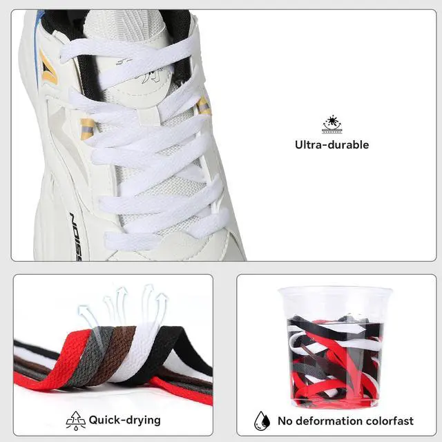 Alt view image 2 of 6 - 1 Pair Flat Shoe Laces for Sneakers, 54" Shoelaces for Sneakers, 5/16 Wide Athletic Shoelaces for Replacement