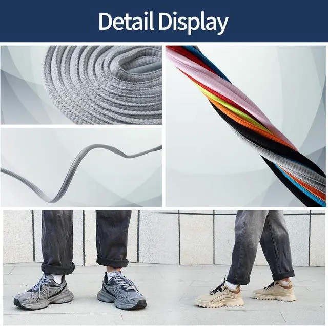 Alt view image 5 of 5 - 1 Pair Oval ShoeLaces Athletic Shoe Laces Round Running Shoelace