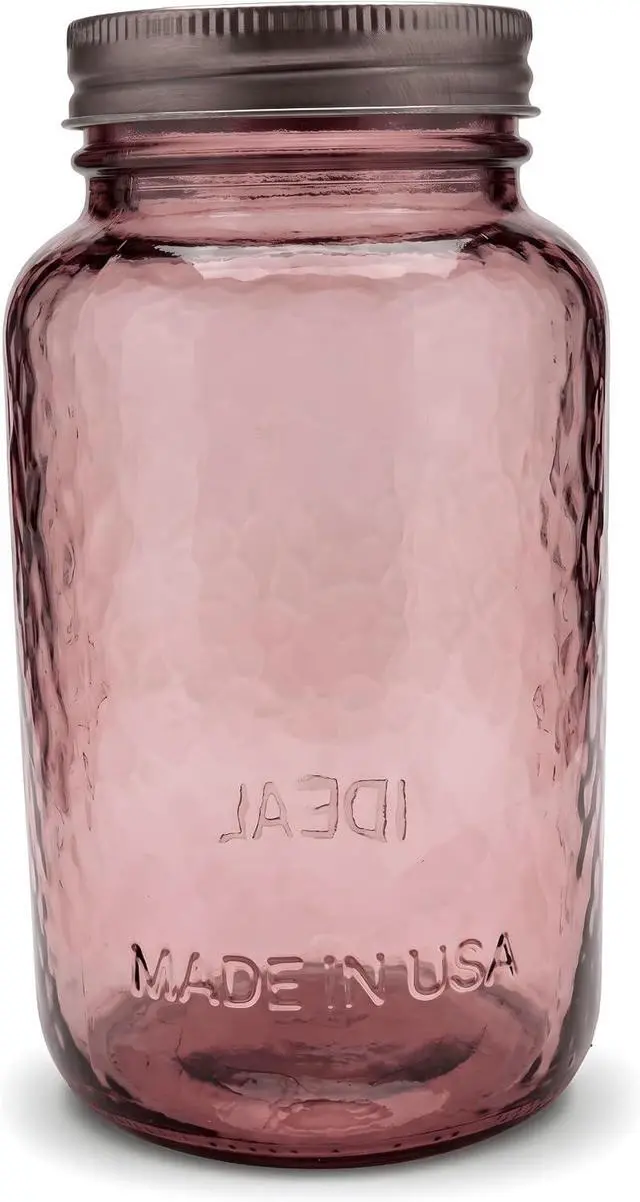 Main image of Bexter 1-Pack 32 oz Rose Pink Mason Jar Made in USA Regular Mouth Glass Jar with Lid & Band Vintage Decorative Storage for Canning, Kitchen, Crafts & Gifts