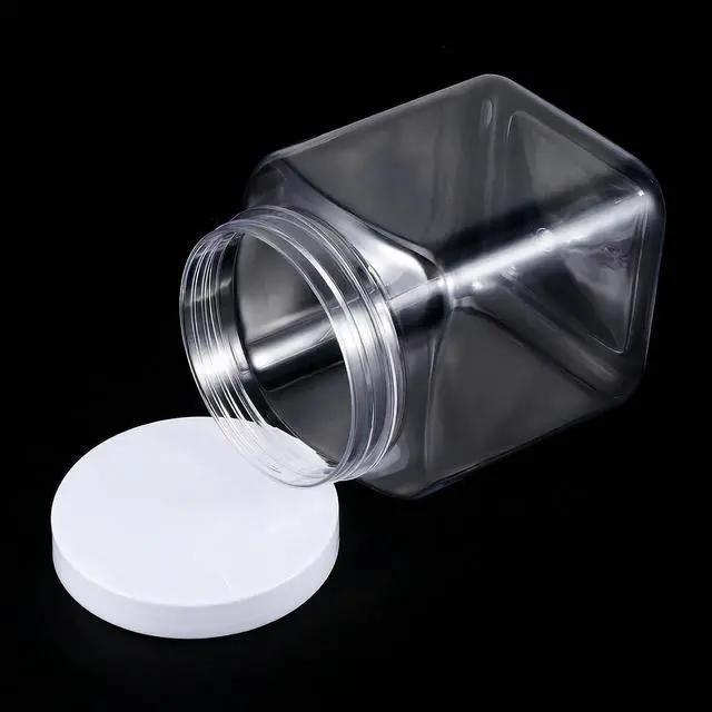 Alt view image 5 of 7 - 2 Pack Clear Plastic Jar with Lids Square Jar with Screw on Lids 26 Oz/750ml Reusable Empty Containers for Household Kitchen Storage Organizing