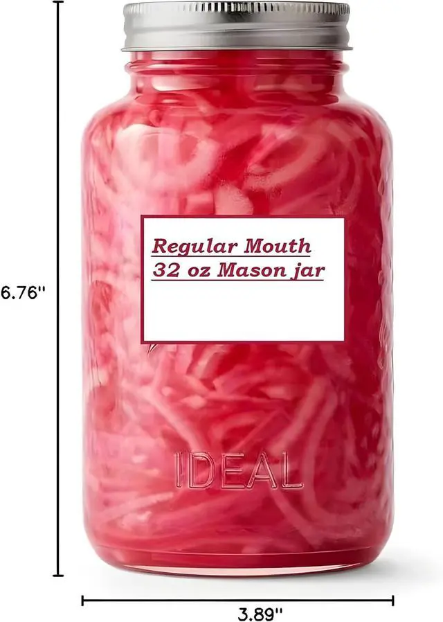 Alt view image 3 of 3 - Bexter 1-Pack 32 oz Rose Pink Mason Jar Made in USA Regular Mouth Glass Jar with Lid & Band Vintage Decorative Storage for Canning, Kitchen, Crafts & Gifts