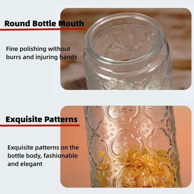 Alt view image 5 of 7 - Glass Jar with Airtight Bamboo Lid, 35oz Vintage Glass Kitchen Storage Counter Sealed Jar, Decorative Glass Food Storage Containers for Candy, Flour, Oats, Coffee Bean, Pet Treats(Sunflower)