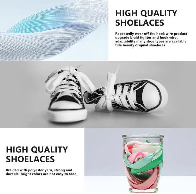 Alt view image 3 of 6 - 2 Pairs Flat Shoe Laces for Sneakers 5/16" Wide Athletic Shoelaces Boot Strings in 24"-79" for Kids Adults