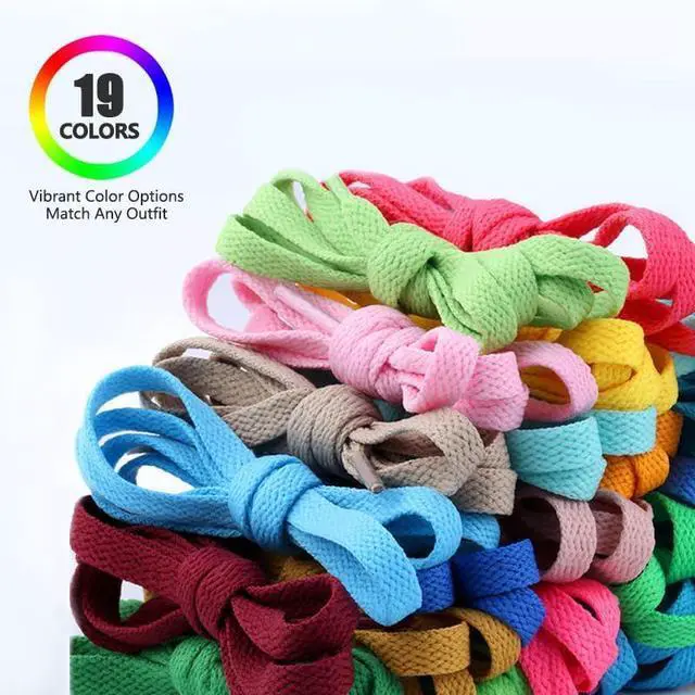 Alt view image 6 of 6 - 2 Pairs Flat Shoe Laces for Sneakers 5/16" Wide Athletic Shoelaces Boot Strings in 24"-79" for Kids Adults