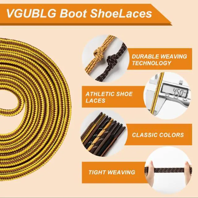 Alt view image 2 of 5 - 2 Pair Boot Laces Round Shoelaces for Boots,Work,Hiking Shoe String