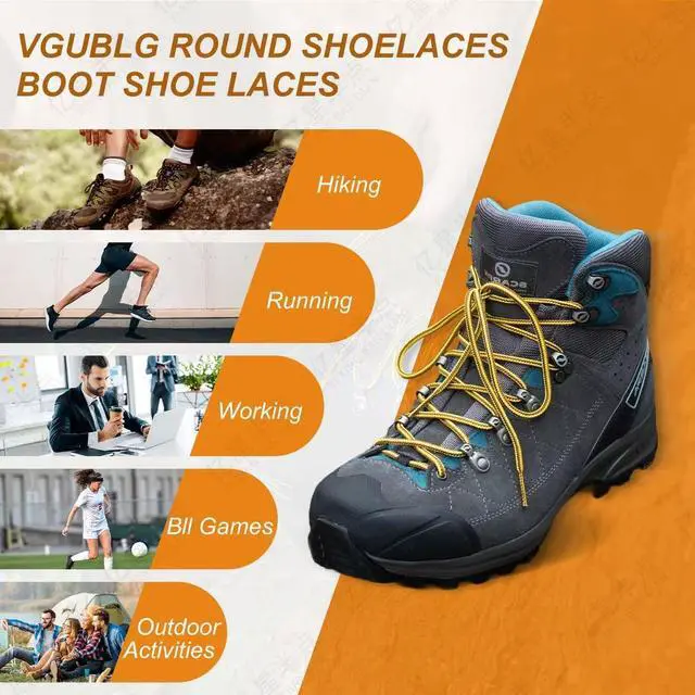 Alt view image 3 of 5 - 2 Pair Boot Laces Round Shoelaces for Boots,Work,Hiking Shoe String