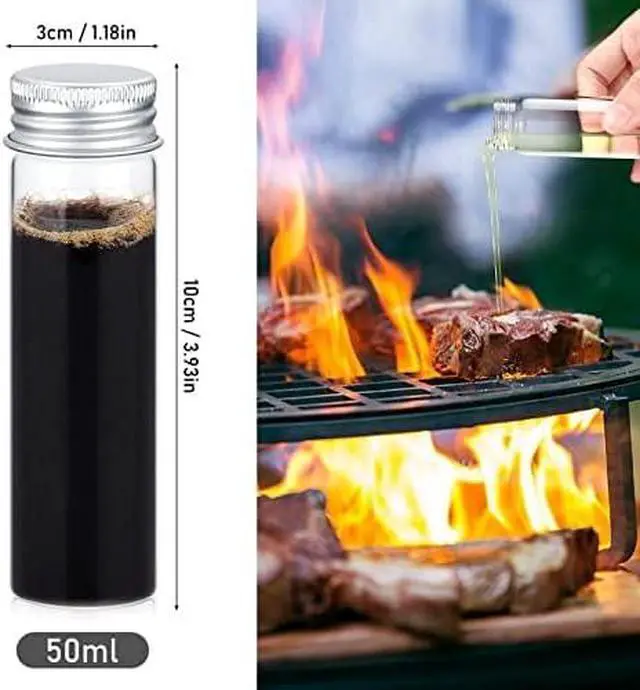 Alt view image 5 of 6 - TOBWOLF Glass Spice Jars, 12PCS 50ml / 1.7oz Containers with Aluminum Lids | Cork/Aluminum Lids | Clear Glass Storage | Easy Spice Organization | Ideal for Kitchen Pantry, Cooking & Camping Use