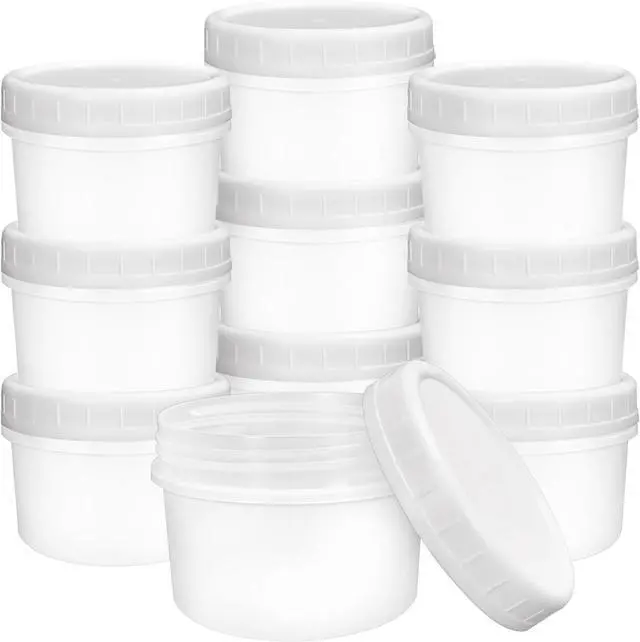 Main image of 10 Pack 4oz Reusable Small Plastic Containers with Screw Lids, Small Food Storage Freezer Containers, Stackable Food Storage Jars, Sauce Condiment Jars Lunch Box Accessories