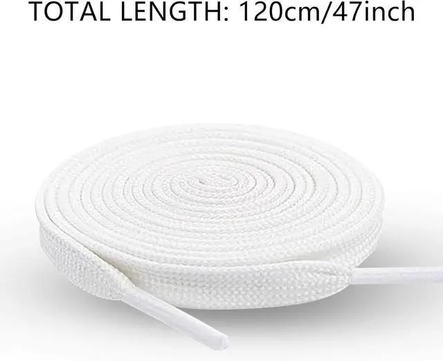 Alt view image 2 of 5 - White Flat Shoe Laces, Sturdy Polyester with Anti-Break Tips, Suitable for Sneaker, Hat Strings, Pants Strings, and Bags, 120cm/47inch