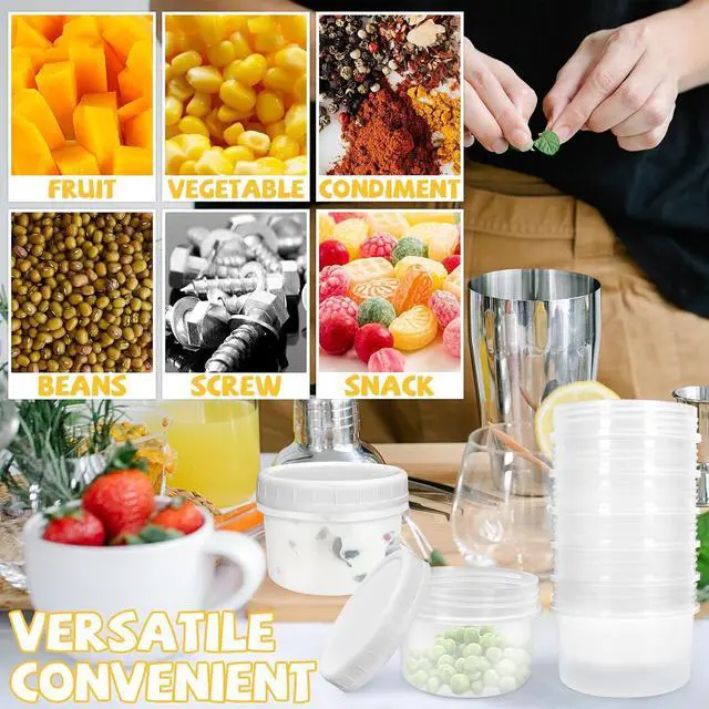 Alt view image 5 of 7 - 10 Pack 4oz Reusable Small Plastic Containers with Screw Lids, Small Food Storage Freezer Containers, Stackable Food Storage Jars, Sauce Condiment Jars Lunch Box Accessories