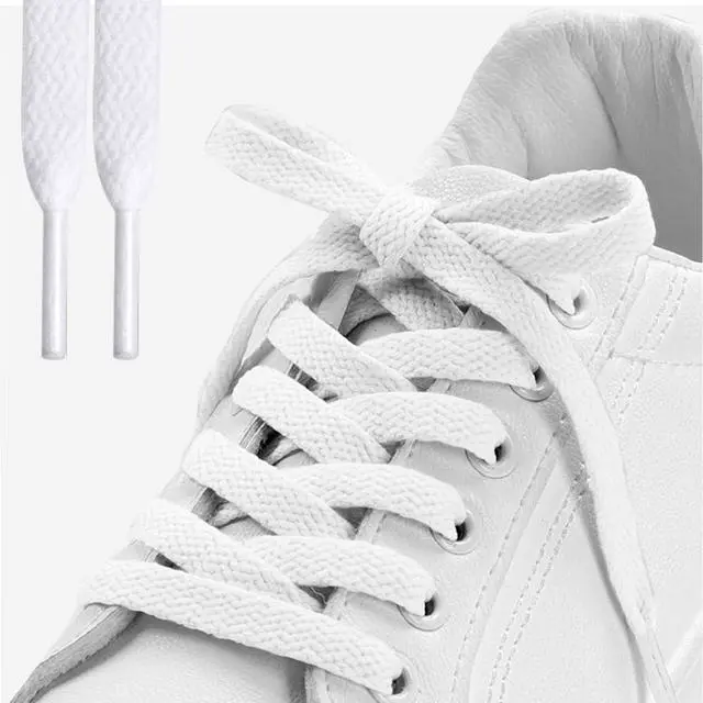 Alt view image 2 of 7 - 2 Pairs Flat Shoe Laces for Sneakers 5/16" Wide Shoelaces for Athletic Running Shoes Boot Strings
