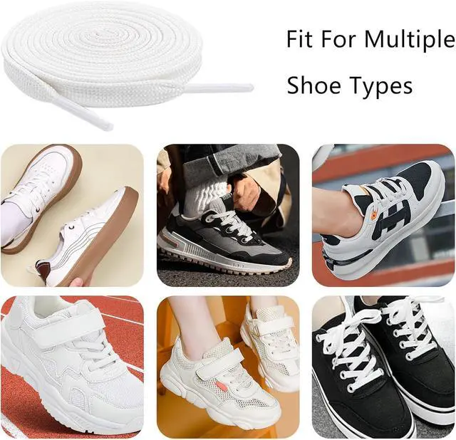 Alt view image 4 of 5 - White Flat Shoe Laces, Sturdy Polyester with Anti-Break Tips, Suitable for Sneaker, Hat Strings, Pants Strings, and Bags, 120cm/47inch