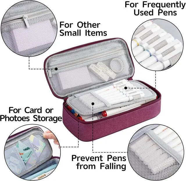 Alt view image 4 of 7 - WEMATE Pencil Case, Large Storage Organizer, Makeup Bag, Teacher Must - have, Big Pencil Pouch, Marker Case for College