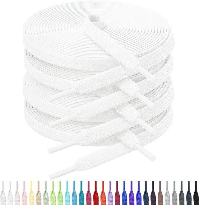 Main image of Flat Shoe Laces for Sneakers, 5/16" Wide Shoelaces for Sneakers | Refresh Worn Sneakers, Strong Braided Polyester, Double-layer weave, anti-fray, 2 Pairs, Multiple Lengths & Colors Available