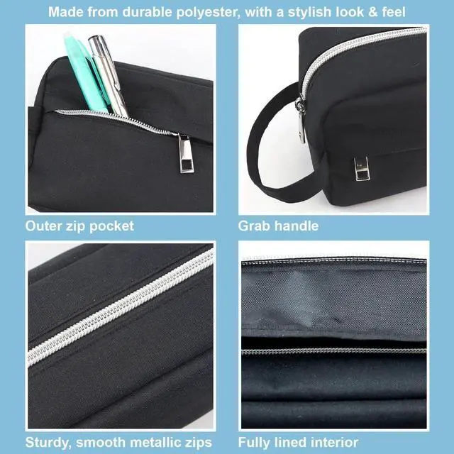 Alt view image 4 of 6 - Fashion Stationery Black Pencil Case with Handle, Large Capacity