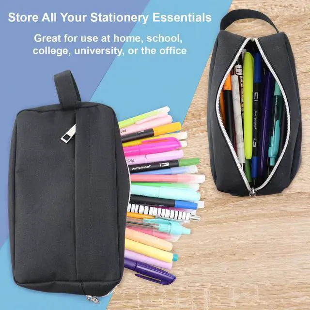 Alt view image 5 of 6 - Fashion Stationery Black Pencil Case with Handle, Large Capacity