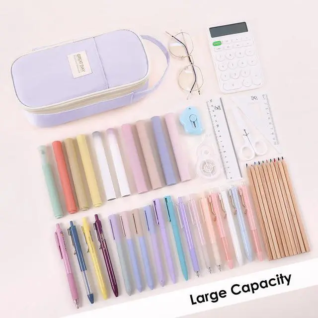 Alt view image 7 of 7 - SKYDUE Purple Pencil Case for Girls - Aesthetic Pencil Bag with Multi-Compartment, Large Capacity Zippered Pencil Pouch for School Supply