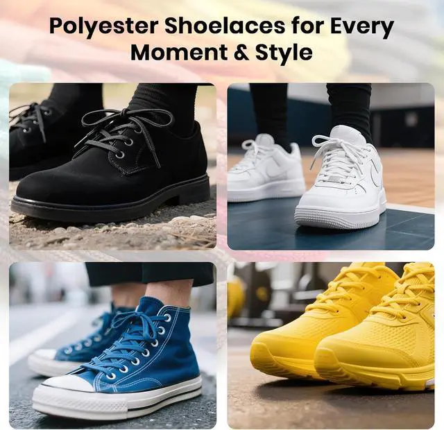 Alt view image 6 of 7 - Flat Shoe Laces for Sneakers, 5/16" Wide Shoelaces for Sneakers | Refresh Worn Sneakers, Strong Braided Polyester, Double-layer weave, anti-fray, 2 Pairs, Multiple Lengths & Colors Available
