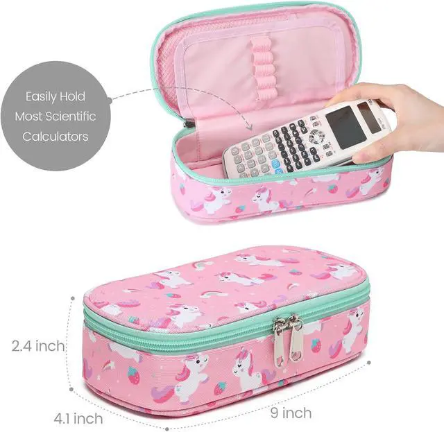 Alt view image 2 of 7 - Cambond Pencil Case for Girls - Large Capacity Multi-slot Kids Pencil Pouch Holder for School, Long-lasting Cute Pencil Box for Girls Kids, Pink Unicorns