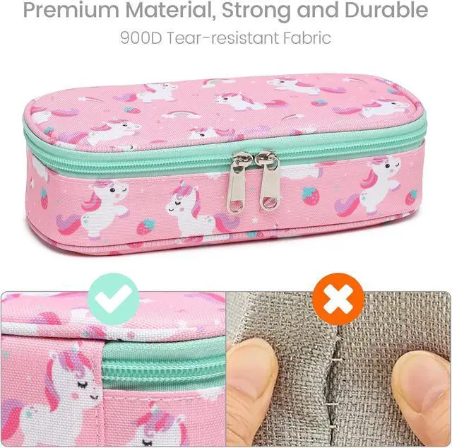 Alt view image 5 of 7 - Cambond Pencil Case for Girls - Large Capacity Multi-slot Kids Pencil Pouch Holder for School, Long-lasting Cute Pencil Box for Girls Kids, Pink Unicorns