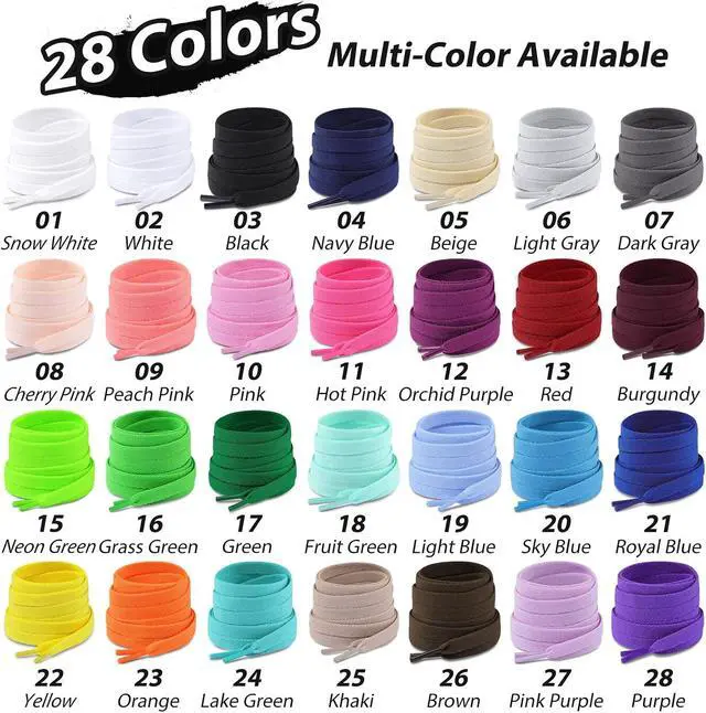 Alt view image 5 of 7 - 2 Pairs Flat Shoelaces, 5/16" Shoe Laces for Sneakers