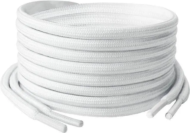 Main image of White Round Shoe Laces, Polyester with Reinforced Tips, Ideal for Various Footwear and Accessories, 120cm/47inch