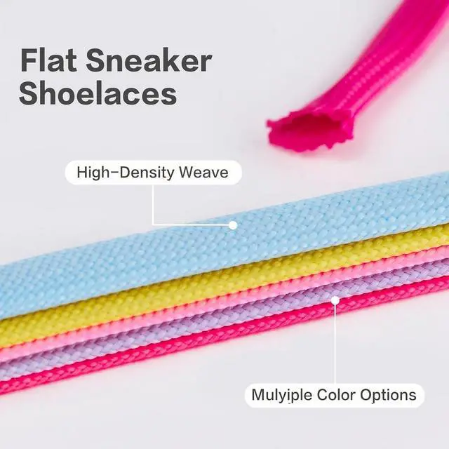 Alt view image 4 of 7 - Booyckiy 2 Pairs 2/5" Flat Shoe Laces for Sneakers 31 Colors Shoelaces in 27"-72"