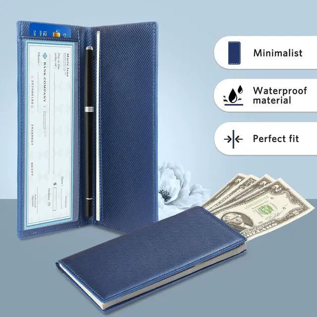 Alt view image 4 of 7 - CoBak Checkbook Cover for Women & Men - PU Leather Case with RFID Blocking | Classic Design Check Book Holder for Personal and Business