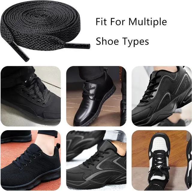 Alt view image 4 of 4 - 120cm/47inch Flat Shoe Laces for Sneakers, Sturdy Polyester with Non-Fray Tips, Ideal for Various Wear and Bags, Black