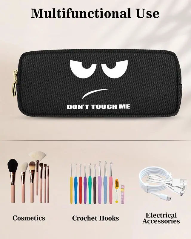 Alt view image 4 of 7 - FINPAC Pencil Case, Large Capacity Pencil Pouch with Zipper | Coin Pouch Cosmetic Bag Bible Pencil Box Office Stationery, Black