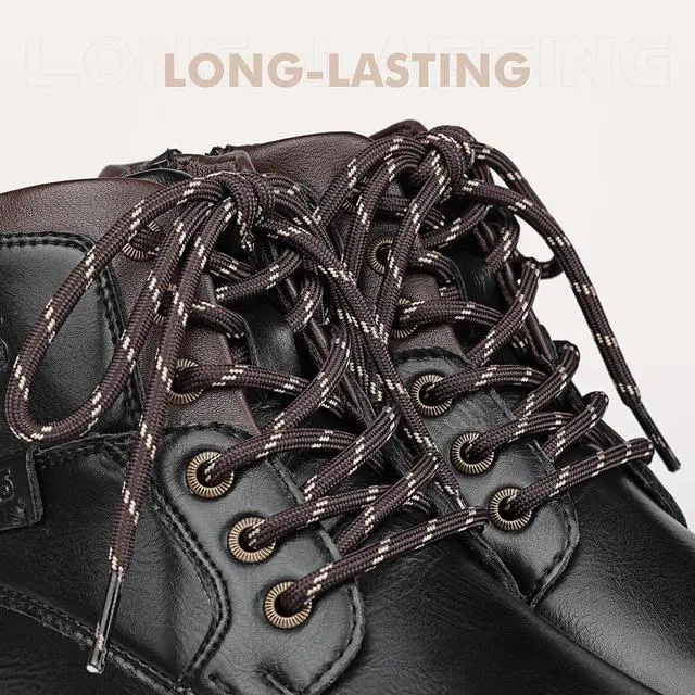 Alt view image 3 of 7 - Stepace 2 Pairs Round Heavy Duty Boot Laces for Hiking and Work Boots | Reliable tie hold for boots, wear-resistant polyester weave, 10 lengths for an accurate fit, stripe and dot styles