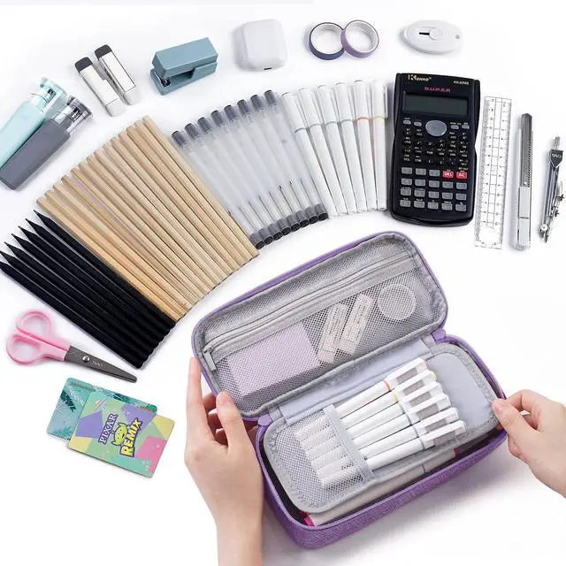 Alt view image 2 of 7 - WEMATE Pencil Case, Large Storage Organizer, Makeup Bag, Teacher Must - have, Big Pencil Pouch, Marker Case for College