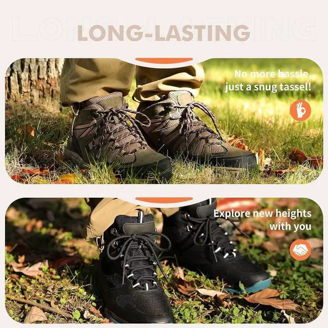 Alt view image 5 of 7 - Stepace 2 Pairs Round Heavy Duty Boot Laces for Hiking and Work Boots | Reliable tie hold for boots, wear-resistant polyester weave, 10 lengths for an accurate fit, stripe and dot styles